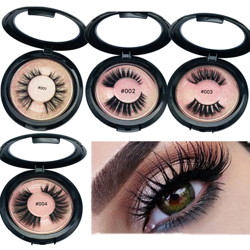 

New 1 Pair 3D Mink Eyelashes High Quality Round Box Handmade Multi-layer Stereo Beauty Makeup Essential Tools
