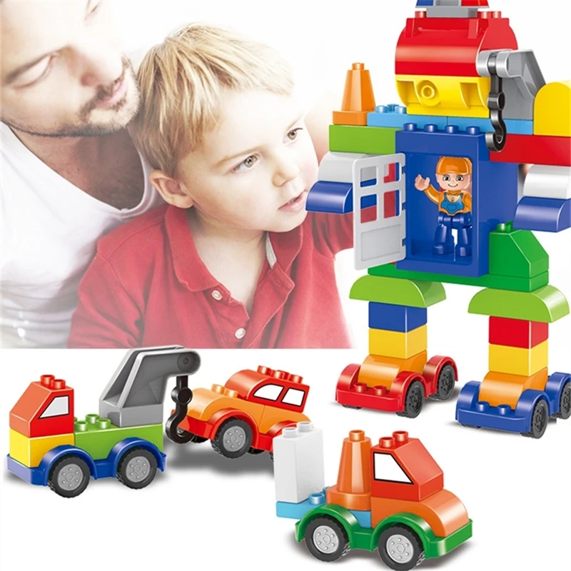 

104PCS City Building Blocks Safe And Environmentally Friendly Plastic Material Big Size Bricks With Legoed Duplo Blocks With Box