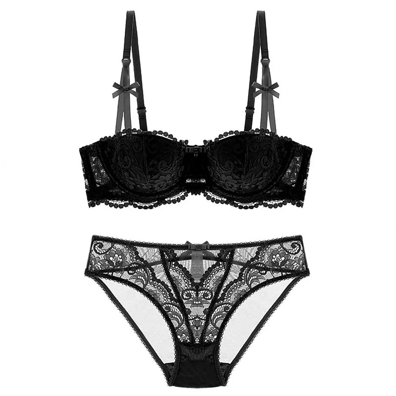 TERMEZY New Half Cup Lingerie Set Sexy Lace Underwear Women Push Up Bra And Panties With Garters Seamless Embroidery Bra Sets TERMEZY New Half Cup Lingerie Set Sexy Lace Underwear Women Push Up Bra And Panties With Garters Seamless Embroidery Bra Sets