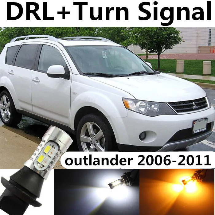 

For Mitsubishi 2006-2011 outlander accessories DRL Daytime Running Light & Turn Signal Light Xenon White+Amber Free shipping