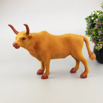 

simulation cattle model toy large 26x11x18cm yellow cattle craft toy home decoration toy gift a2099