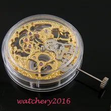 17 драгоценностей механические золотые полностью Скелет ручной завод fit часы Parnis