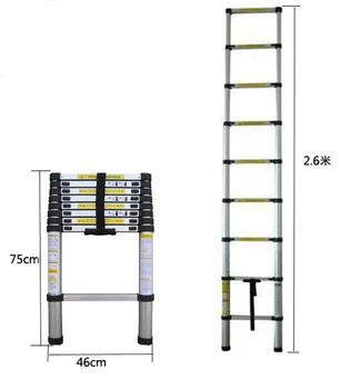 

2.6M Portable Retractable Ladder Straight Ladder Telescopic Ladder