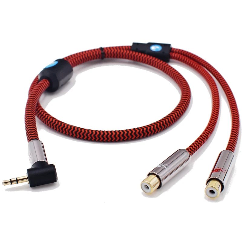 Premium Audio Cable Angle 3 5mm Male to Dual RCA Female for PC Mobile Headphone Stereo 1 8 Mini Jack Cable Braided 1M 2M 3M 5M
