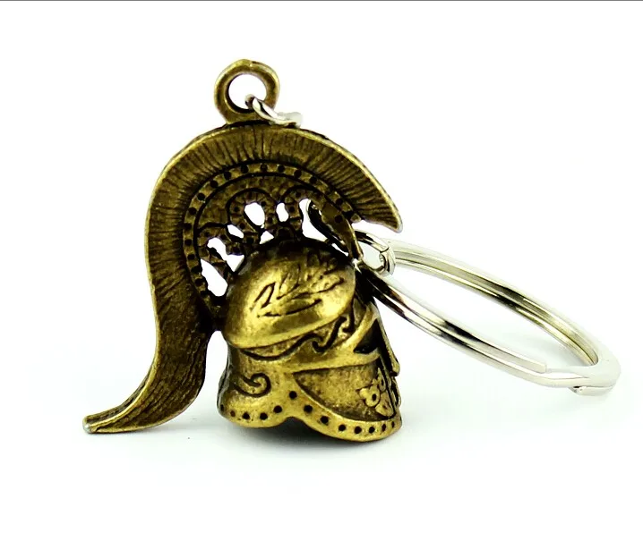 

Vintage Bronze Greek Warrior Helmet Metal Keychain Keyring Medieval Rome Key Chain Key Holder