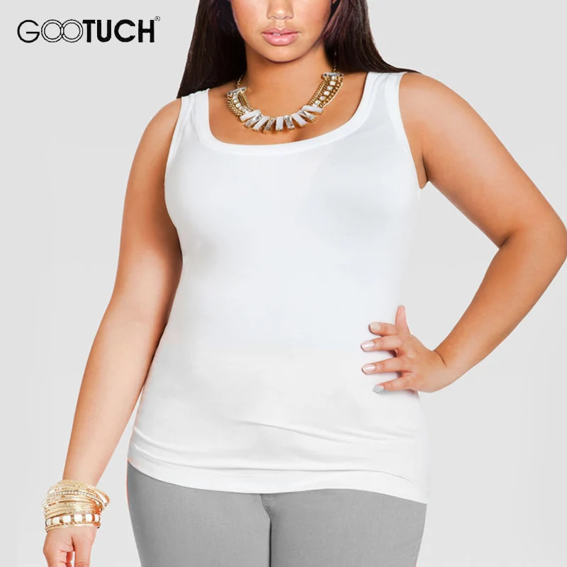 

Plus Size Undershirt 4XL 5XL 6XL Womens Cotton Tank Tops Women's Sleeveless T Shirt Large Size Ladies Sexy White Singlet 049A