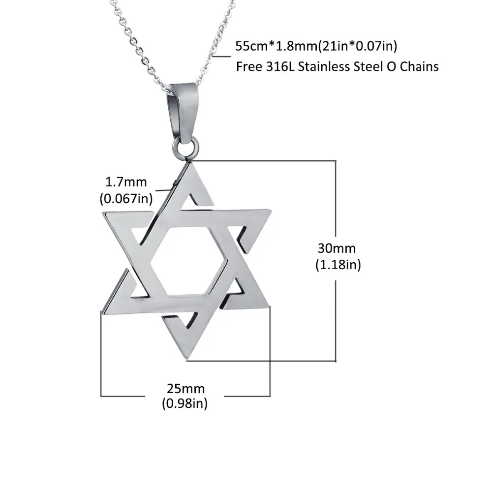 Вики-домашний 316L Нержавеющая сталь Горячая звезда Давида подвеска с крестом, Цепочки и ожерелья Золото Цвет Для женщин/Для мужчин цепи израильские, еврейские ювелирные изделия