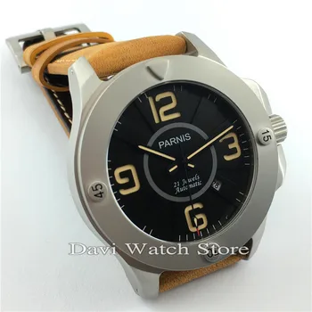 

47mm Parnis Leather Band Sapphire Miyota Automatic Mechanical Movement Men's WristWatches