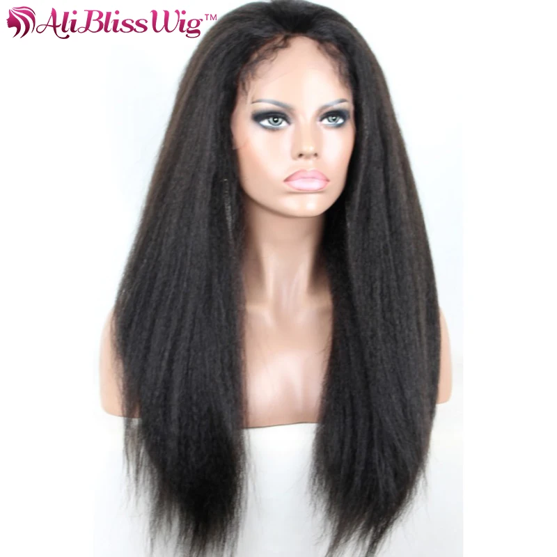 Bliss Wig Italian Yaki African American Full Lace Human Hair Wigs Best Glueless Brazilian Virgin Kinky Straight Lace Front Wigs
