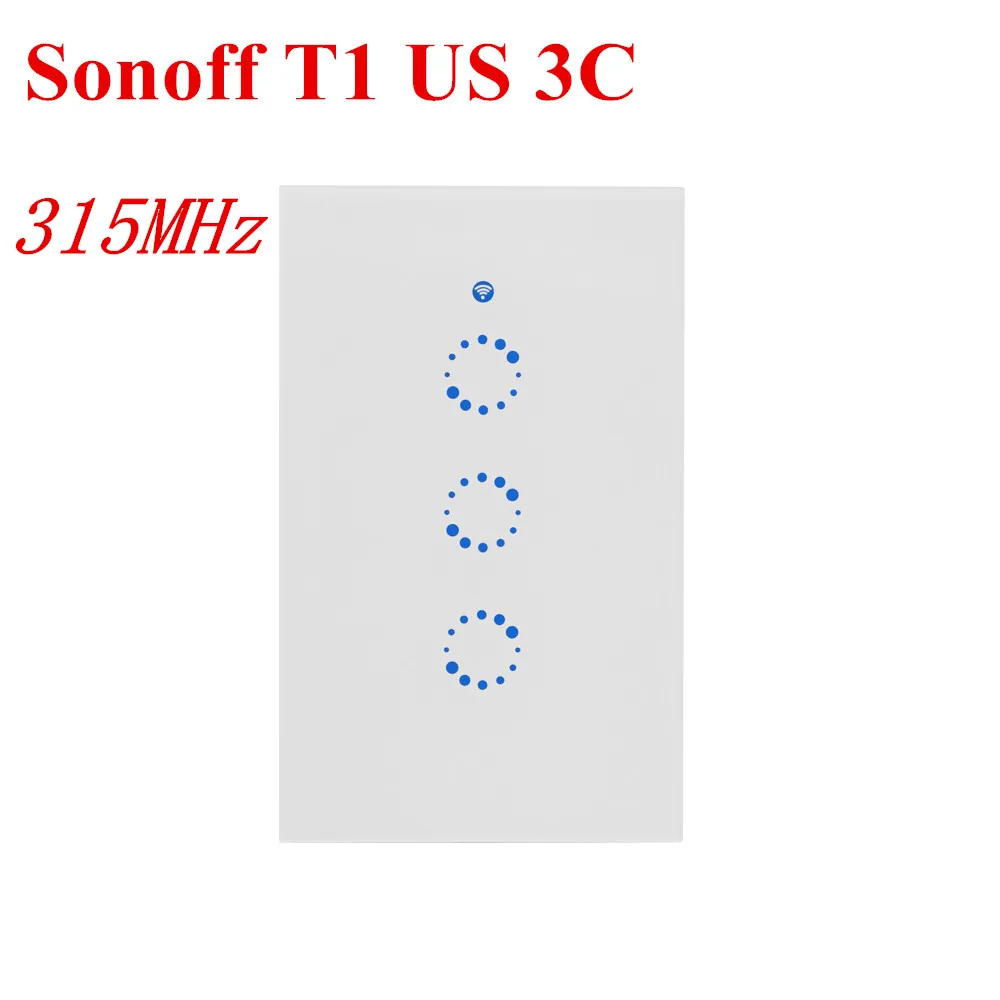 Интеллектуальный выключатель света Sonoff T1 US/EU Wi-Fi RF/APP/сенсорный экран Управление настенный светильник Переключатель 1/2/3 банда 86 Тип Панель настенный сенсорный светильник переключатель умный дом пульт дистанционного управления - Комплект: Sonoff T1 US 3C