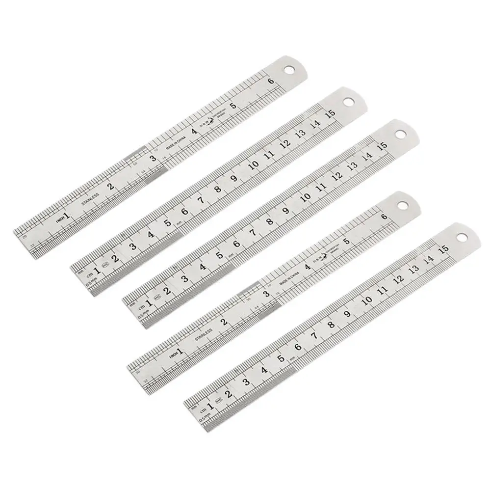 

9 pcs Stainless Steel 15cm/6" Drafting Scale Ruler Measuring Tool Silver