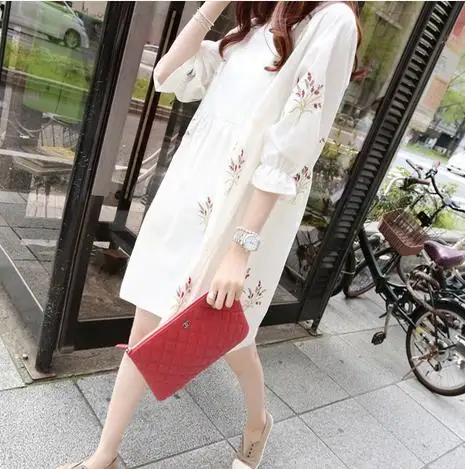 Summer Loose Casual Maternity Blouses O-neck Flower Embroidery Pregnant Shirts Bell Half Sleeve Pregnancy Blouses Clothing