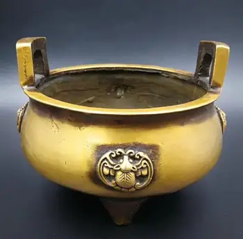 

Chinese handmade brass three-legged bat incense burner