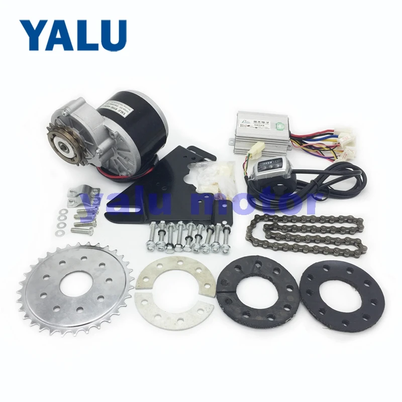 

YALU 24V 36V 350W Left Side Chain Drive Brush Electric EBike Motor Kit Rear Wheel Gear Sprocket Electric Motor Bicycle Solution