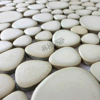 

shipping free!! 12x12" white color pebble ceramic mosaic tiles for bathroom floor tiles, swimming pool tile