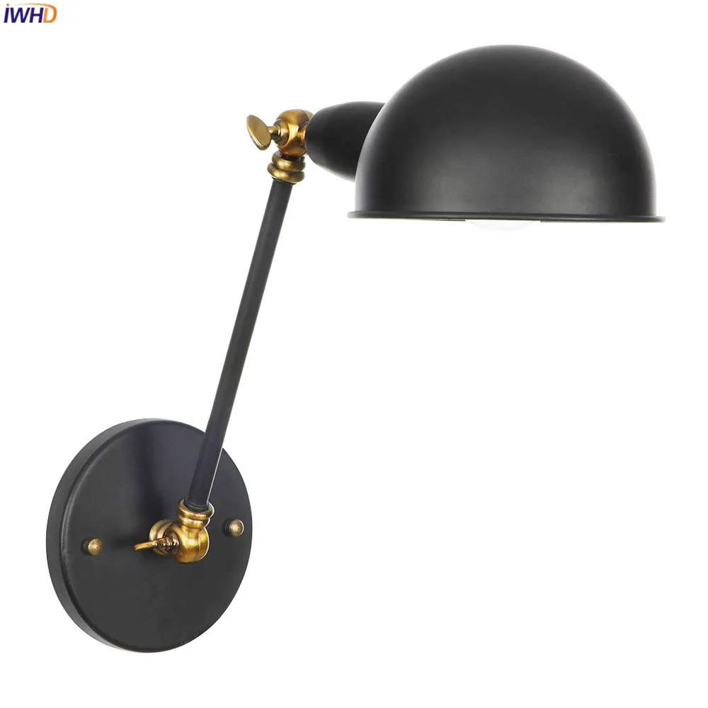 

IWHD Adjustable Swing Long Arm Wall Lamp Bedroom Living Room Industrial Loft Vintage Retro Wall Light Fixtures Applique Murale