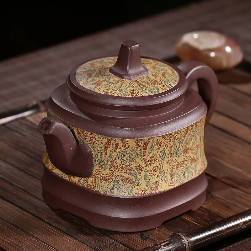 

Hundred Believe Yixing Yixing Raw Ore Famous Full Manual Dark-red Enameled Pottery Teapot Wring Mud Square Kettle Practical