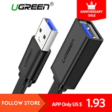 Ugreen USB 3.0 Cable Flat Extension Cable Male to Female Data Cable USB 3.0/2.0 Extender Cord for Computer USB Extension Cable
