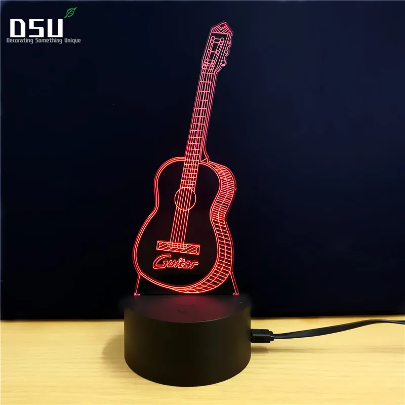 

Creative 3D Night light Electric Guitar Model Illusion LED Lamp 7 Color changing USB touch sensor Desk Table, Party Decoration
