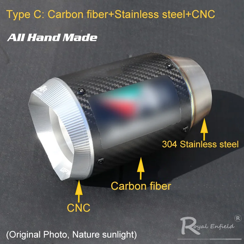 51 мм 60 мм 63 мм вход на заказ ручной работы мотоцикл выхлопной глушитель выхлопной трубы из углеродного волокна Титан сплава изготовлено из лазер для zx6r z900 s1000rr сертификатом от сертификационной
