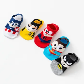 

5 Pair/set Cartoon Ankle Socks Men Summer Short Socks Invisible Low Cut Non-slip Silicone Boat Socks Batman Superman SpiderMan