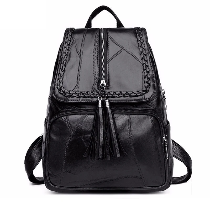 Женский рюкзак из искусственной кожи, школьная сумка, классическая черная Водонепроницаемая дорожная многофункциональная сумка через плечо