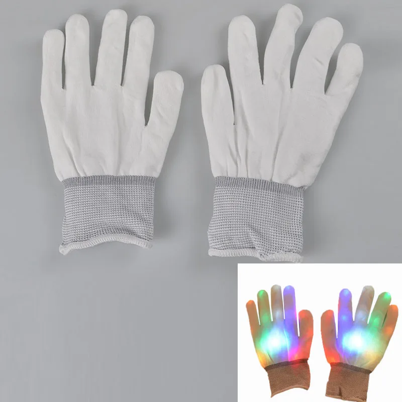 White LED Luminous Gloves Bar Party Fluorescent Dance DJ Magic Gloves
