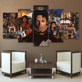 

Drop Shipping HD printed 5 piece canvas art Michael Jackson posters Paintings living room decor posters and prints art