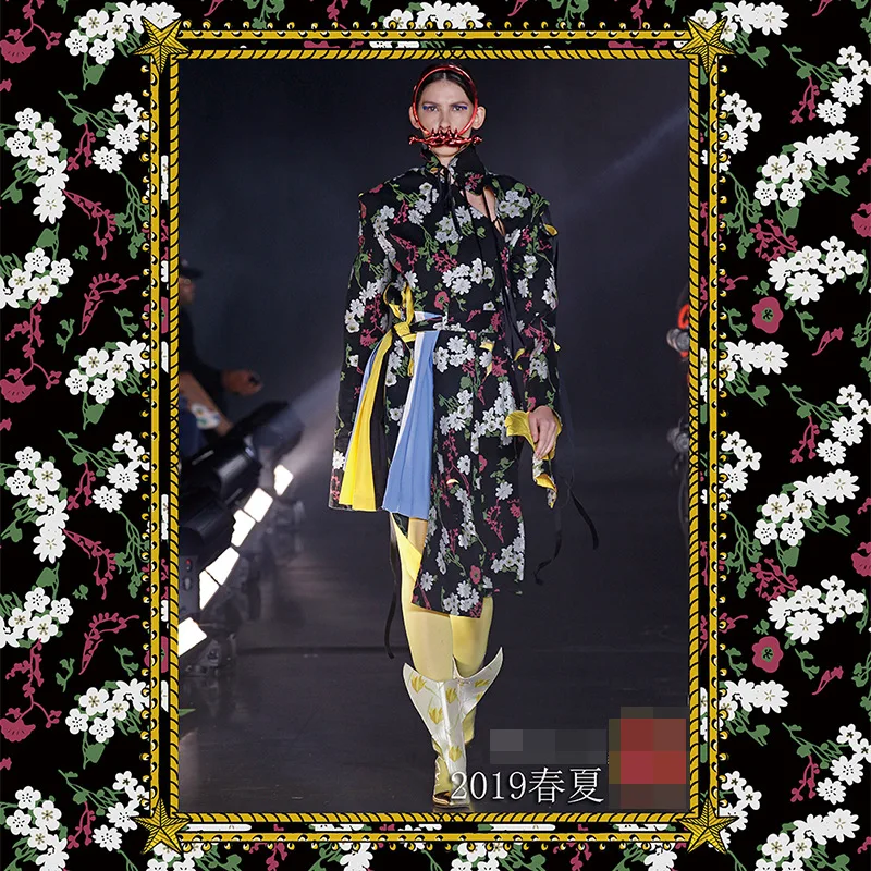 

New Pre-sale 2019 spring and summer show high-end fashion printing fabrics hot sale dress shirt women's clothing cloth wholesale