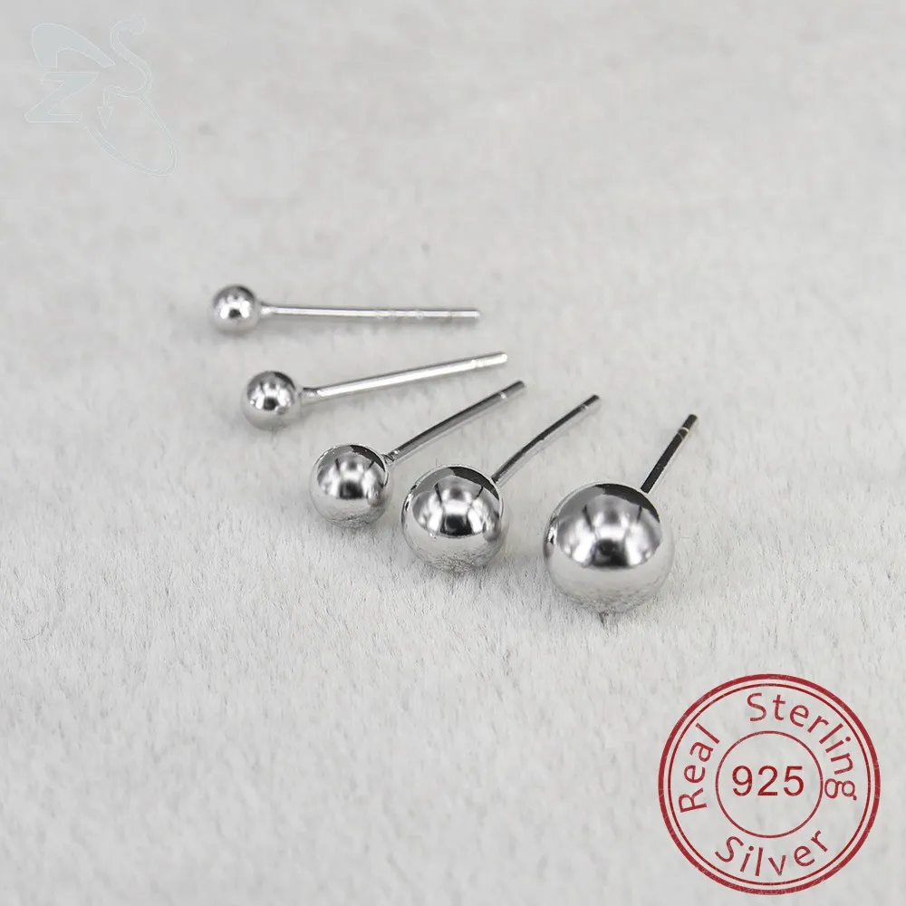 2,5-6 мм серьги стерлингового серебра 925 пробы серебро высокое качество ухо шпильки пирсинга хрящей маленькие серьги-шарики аксессуары для корпуса