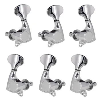 

6 Pieces Guitar Full Closed Tuning Pegs Silver for Electric/Acoustic Guitar
