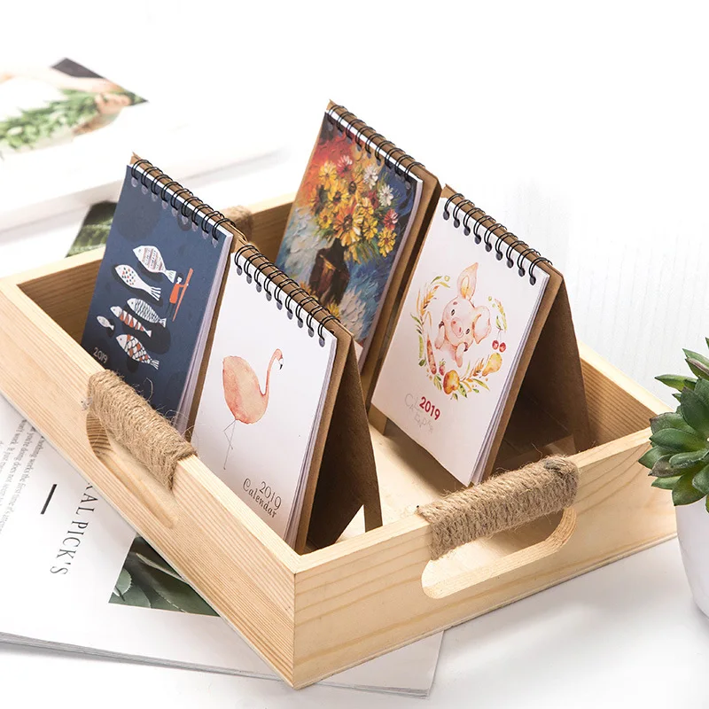 Free shipping Cartoon 2019 notebook desk calendar desktop calendar lunar calendar desktop style cute diy calendar plan book (14)