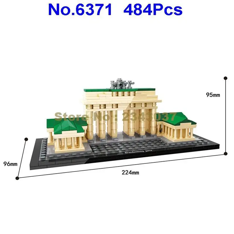

6371 484pcs germany famous architecture brandenburg gate building block Toy