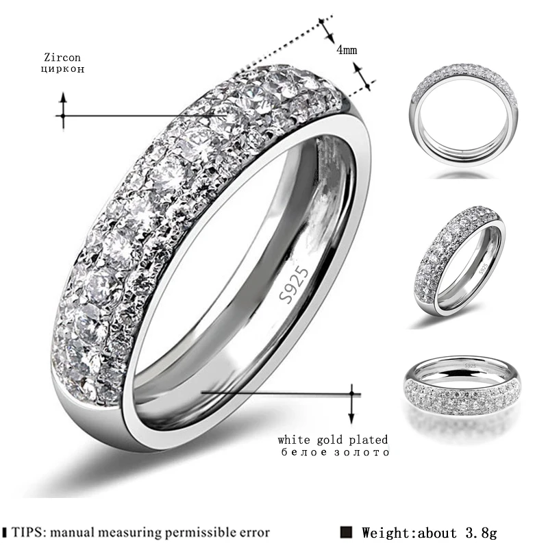 MDEAN круглое кольцо Anilos белого золота цвет ювелирные изделия Панк bague кольца для женщин AAA циркон ювелирные изделия мода Размер 5-12 MSR037