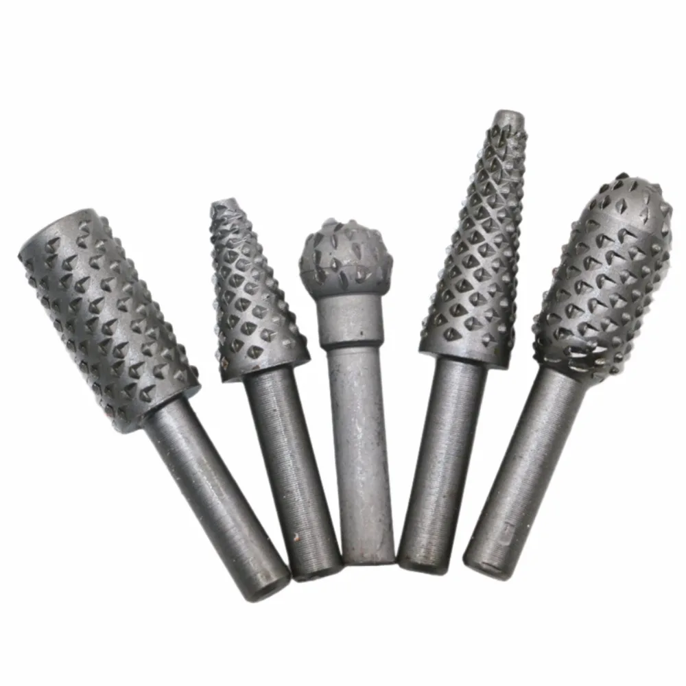 5 Sets Of Woodworking Rasp Wood File Grinding Head Embossed Rotary File