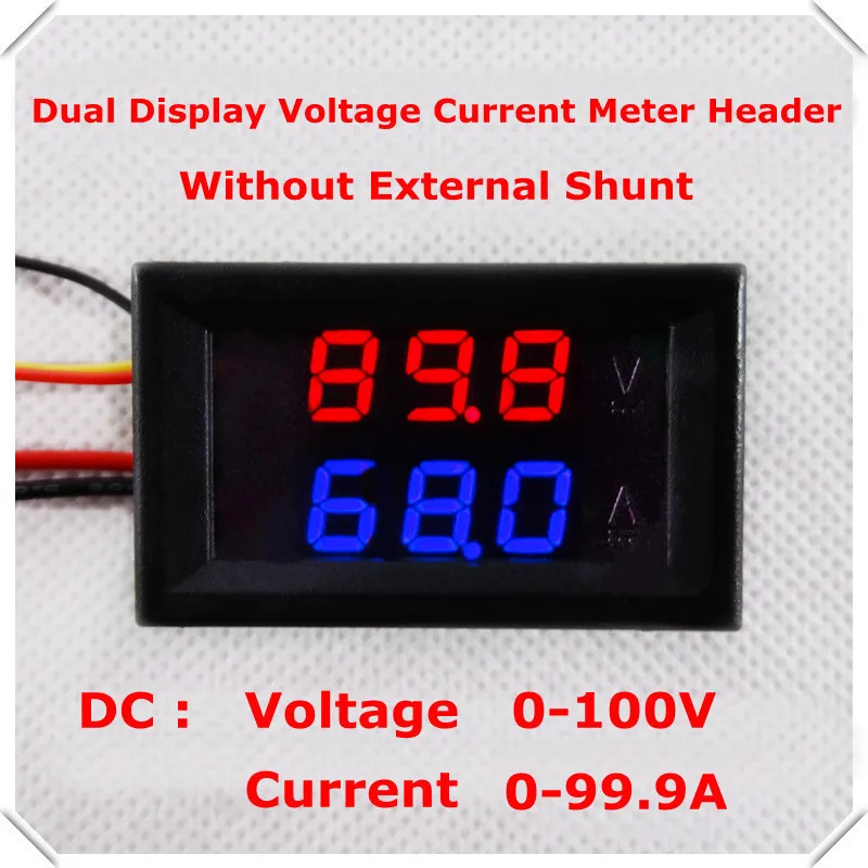 RD DC 0-100 V/10A светодиодный дисплей красный+ зеленый 0,28 Цифровой амперметр вольтметр 5 провод 3 Бит автомобильный измеритель напряжения тока [4 шт./партия]