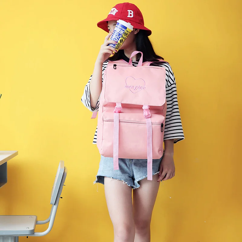 Menghuo 2017 HOT New Designed Korean Cute Fresh Backpack Letter Cover Women Backpacks Quality Fashion Girls School Bag Mochilas (2)