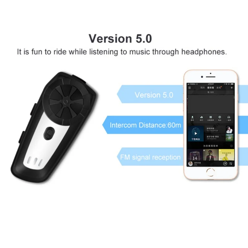 Newest Motorcycle Helmet Intercom Interphone Headset Walkie Talkie Waterproof Bluetooth Headset