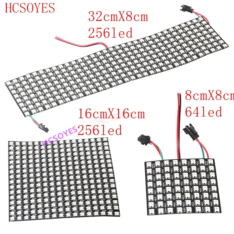 DC5V WS2812B 8*8/16*16/8*32 IC Панель Экран Пиксели цифровой гибкие запрограммирован