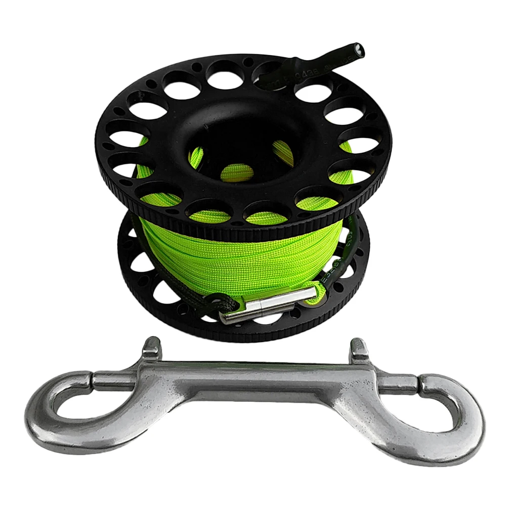 Подводная подводная погружающаяся вогнутая катушка для подводного погружения, подводная катушка для подводного плавания, 30 м/100 футов, двухконцевая Болтовая защёлка с зажимом