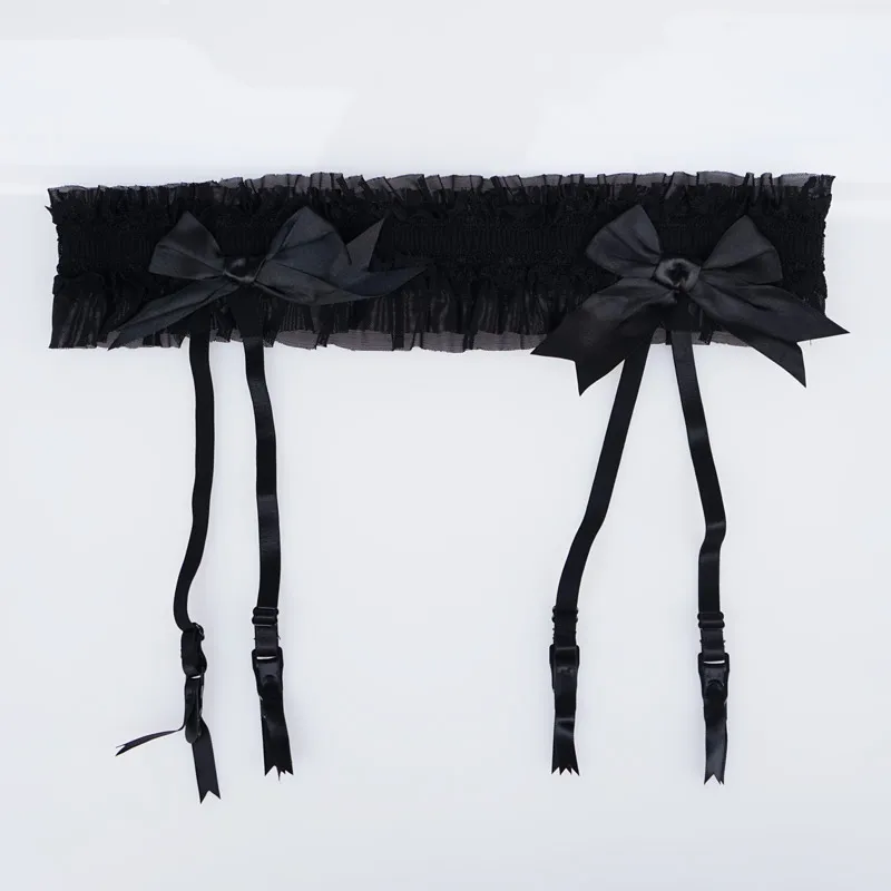 Black Garters For Women Female Lady Big Bowknots Metal Buckles Sexy