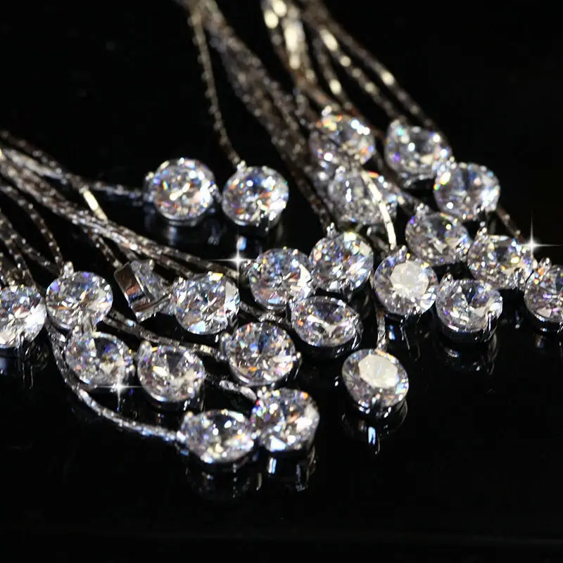 Роскошные женские длинные висячие серьги с кристаллами, серебряная, в стиле бохо, белые серьги с цирконием, высококачественные висячие серьги с кисточками для женщин