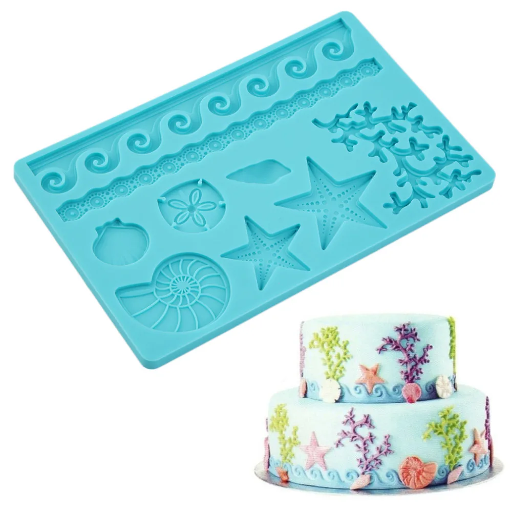 

Seashell Conch Wave Star Fondant Cake Embossing Silicone Mould