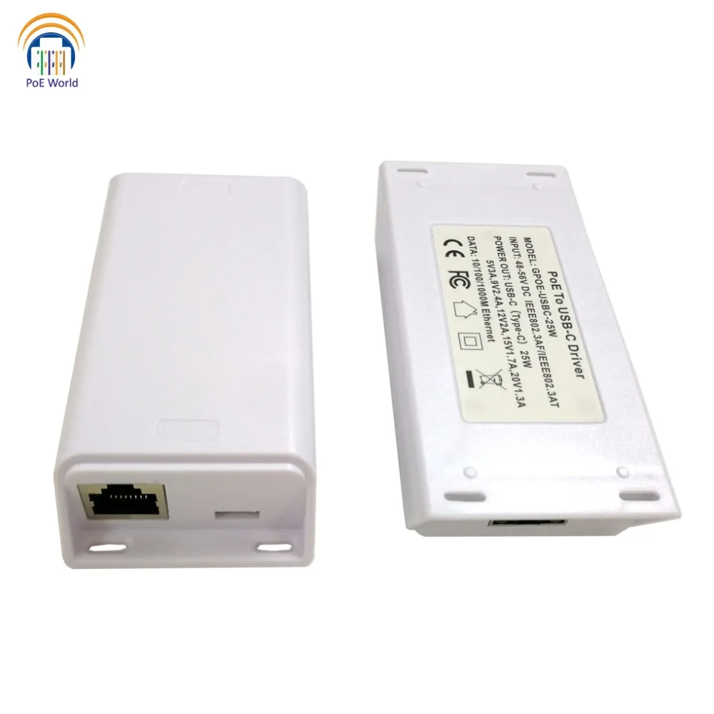 Разветвитель PoE Gigabit POE Plus на USB Тип C питание с делениями данных Ethernet 100/1000 работает