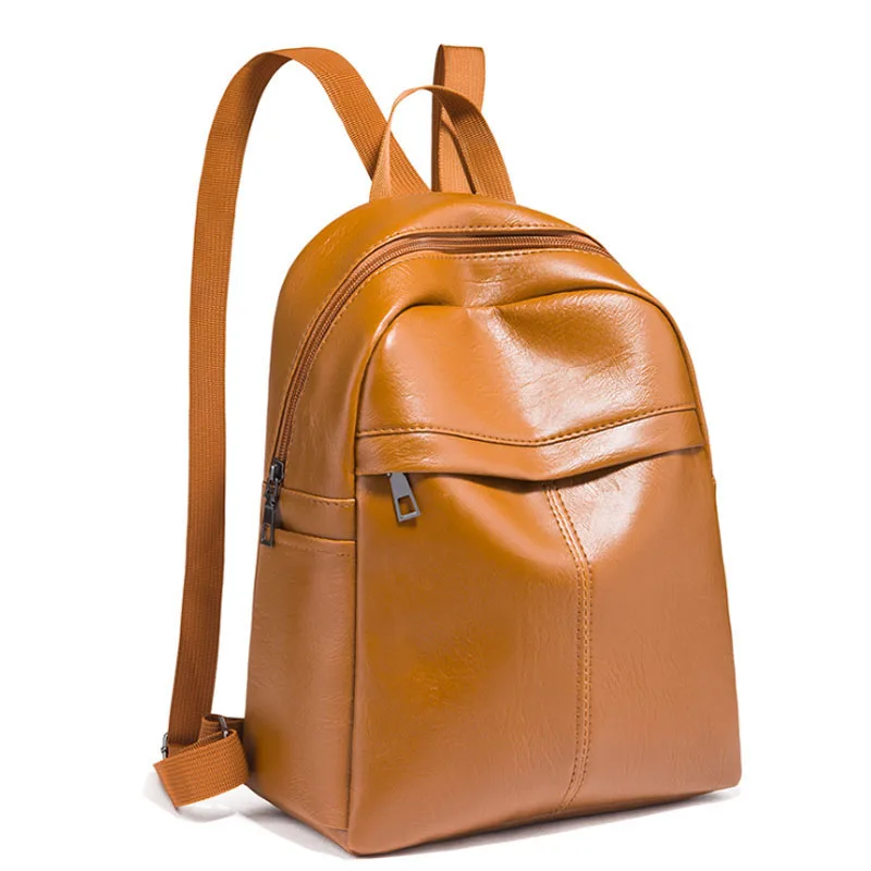 PU women backpack travel or school small shoulder bag black brown