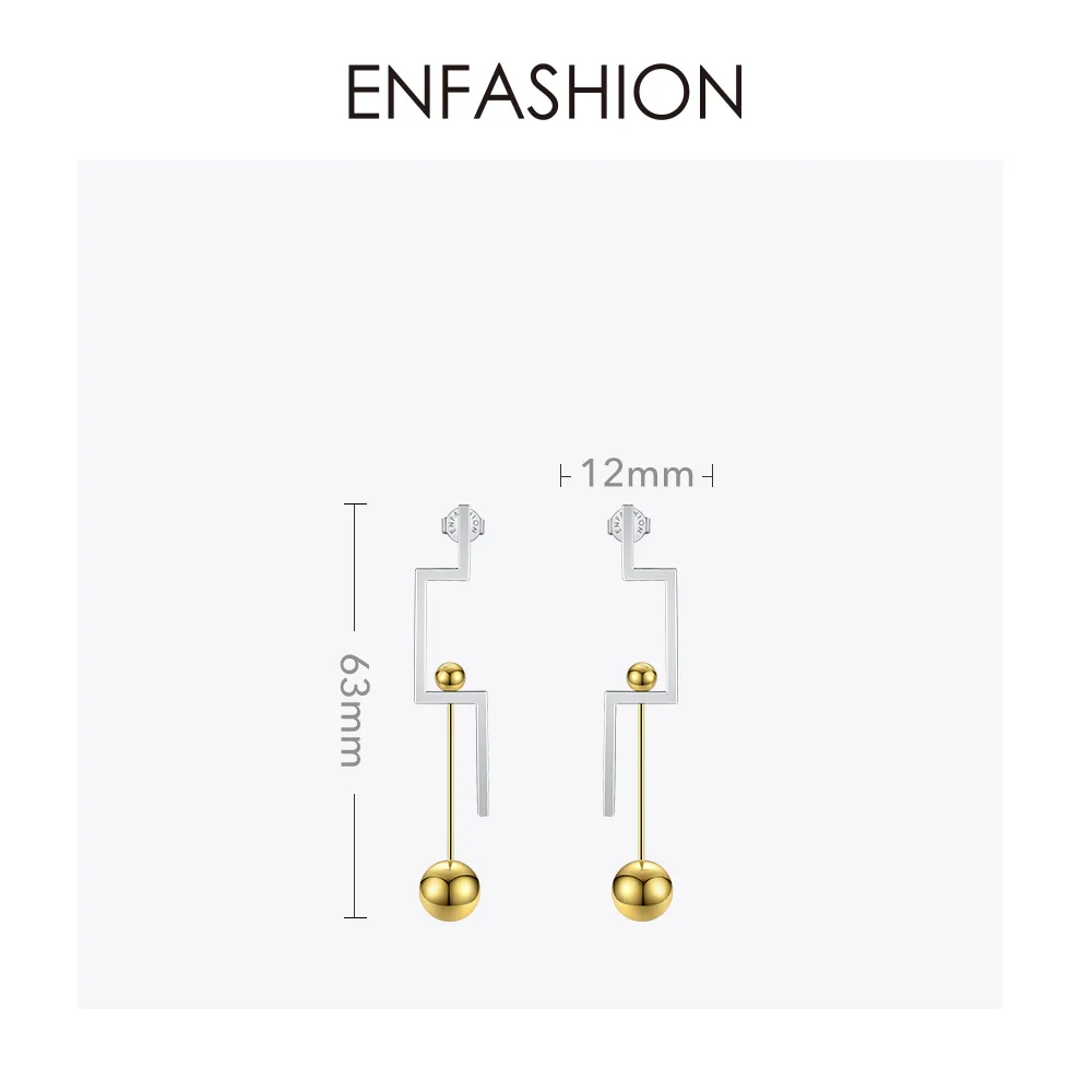 Женские Висячие серьги Enfashion длинные висячие из нержавеющей стали контрастного
