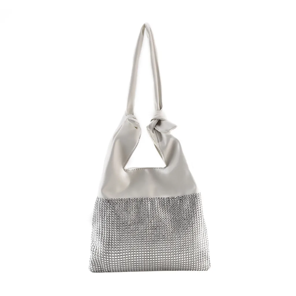 B OCARDIAN Fashion Mini Flap Handbag Simple Women's Sequins Handle Bag Laies Soft Leather Diamonds Tie Messenger Bag Bandolera J19 - Цвет: B