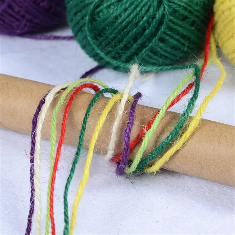2 рулона цветной декоративный витой шнур DIY натуральный пеньковый шнур плетеный льняной шнур джутовая веревочная пряжа упаковка для свадебного подарка