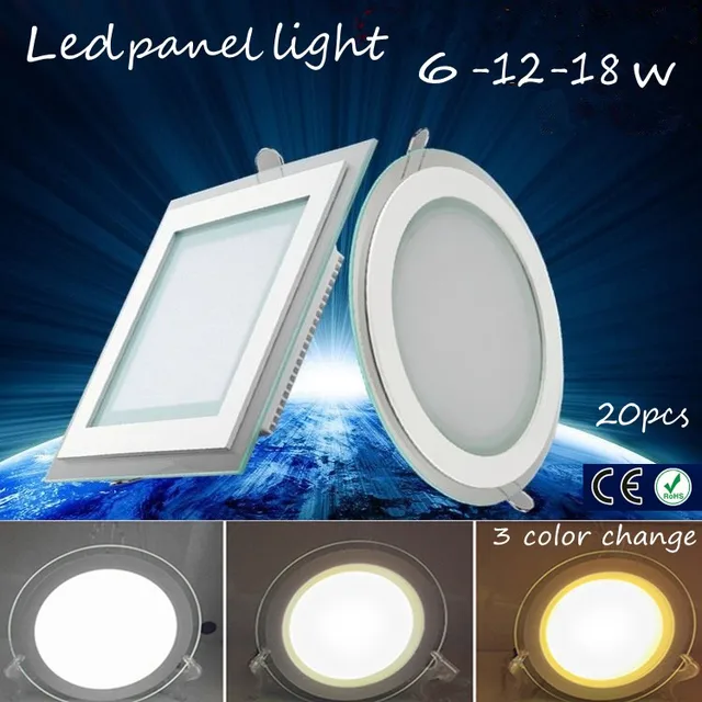 20 pcs 3 warna mengubah kaca led panel light LED Ceiling 