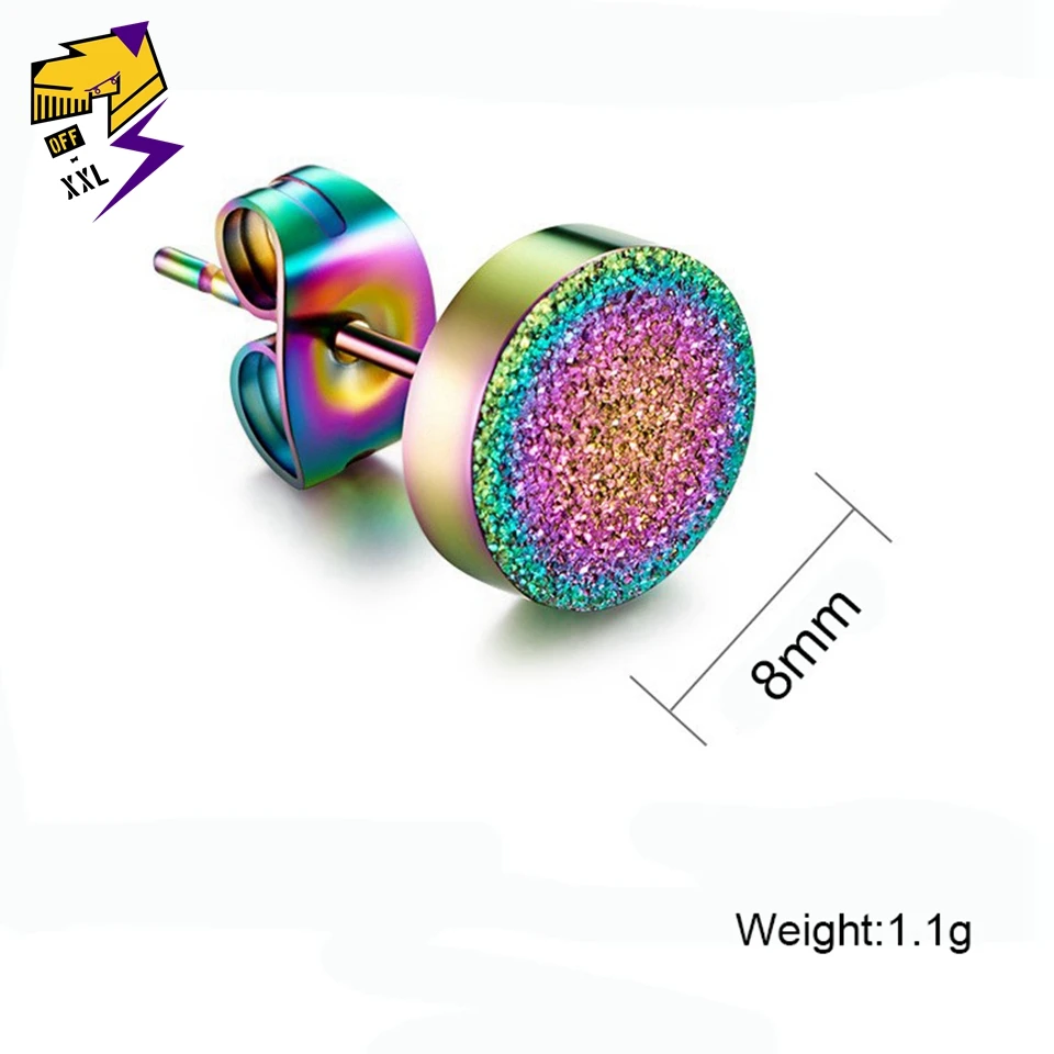 Модные круглые серьги-гвоздики унисекс, синие титановые стальные серьги, черная розовая Золотая Радуга, фестиваль прайд, серьги для мужчин и женщин, 1 шт